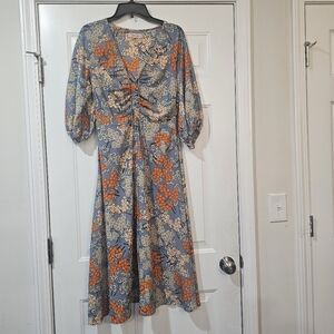 Traffic People Floral Print Midi Dress Size Small